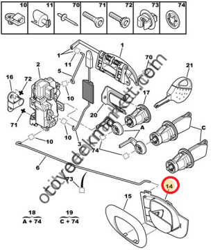 PEUGEOT 206 ARKA KAPI İÇ AÇMA KOLU SAĞ (ORJİNAL)